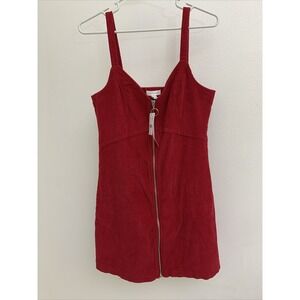 Topshop Red Corduroy Sleeveless Jumper Dress NWT Size US 8, UK 12 - 100% Cotton‎